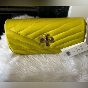 Tory Burch Kira Chevron Yellow Quilted Clutch